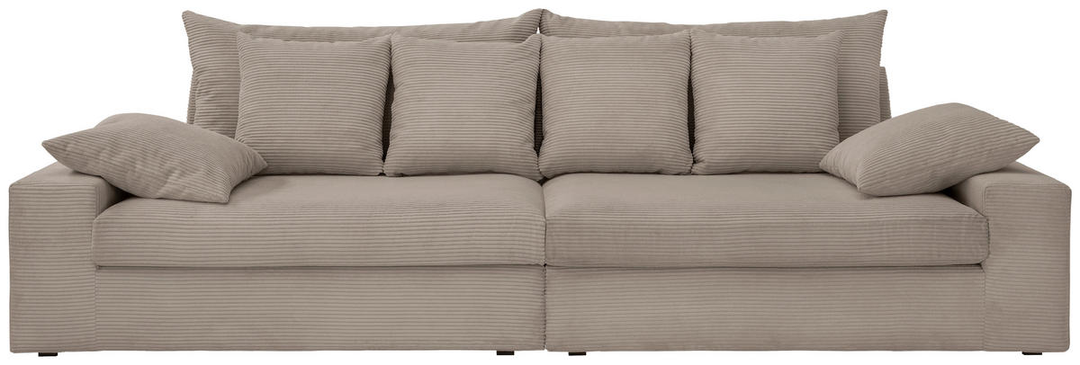 VIERSITZER-SOFA Cord Graubraun  - Graubraun/Schwarz, MODERN, Kunststoff/Textil (308/80/140cm) - Livetastic