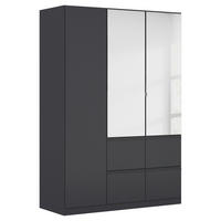 KLEIDERSCHRANK Grau 3 Tür(en)  - Grau, Trend, Glas/Holzwerkstoff (136/197/54cm) - Xora