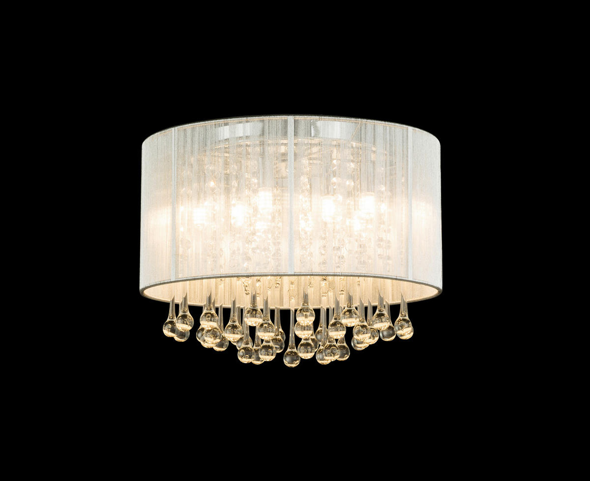 LED-DECKENLEUCHTE 40/29 cm   - Silberfarben, LIFESTYLE, Glas/Textil (40/29cm) - Globo