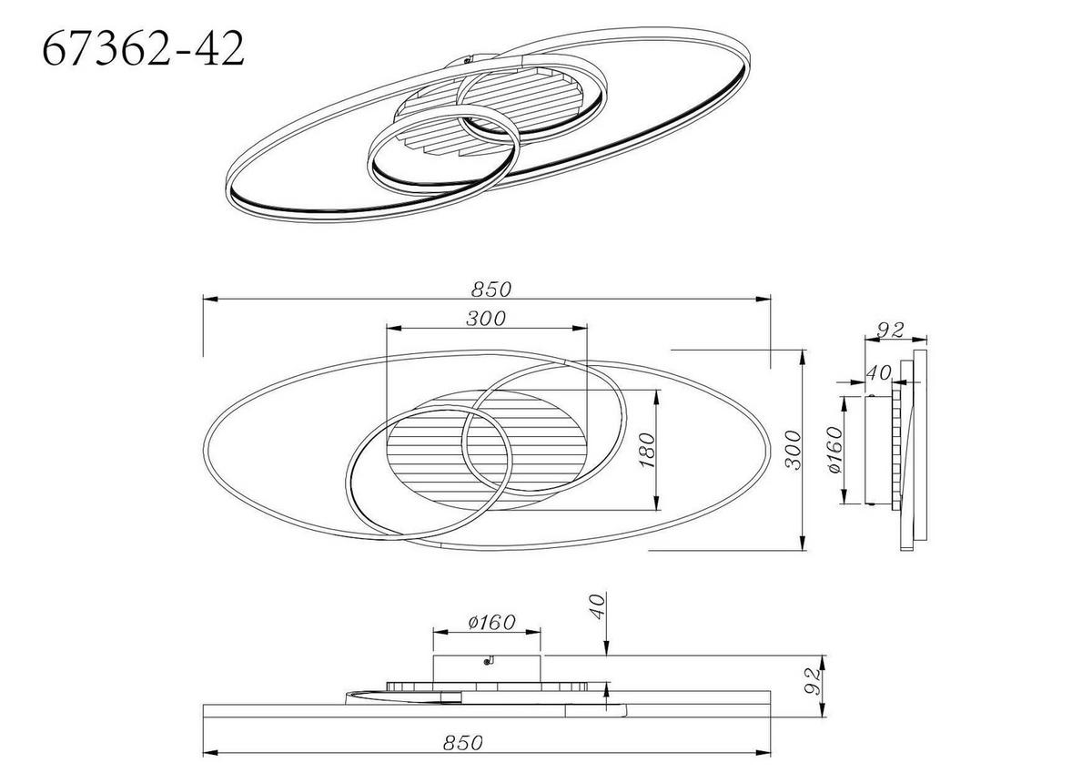 LED-DECKENLEUCHTE 85/30/9 cm   - Schwarz/Weiß, Design, Kunststoff/Metall (85/30/9cm) - Globo