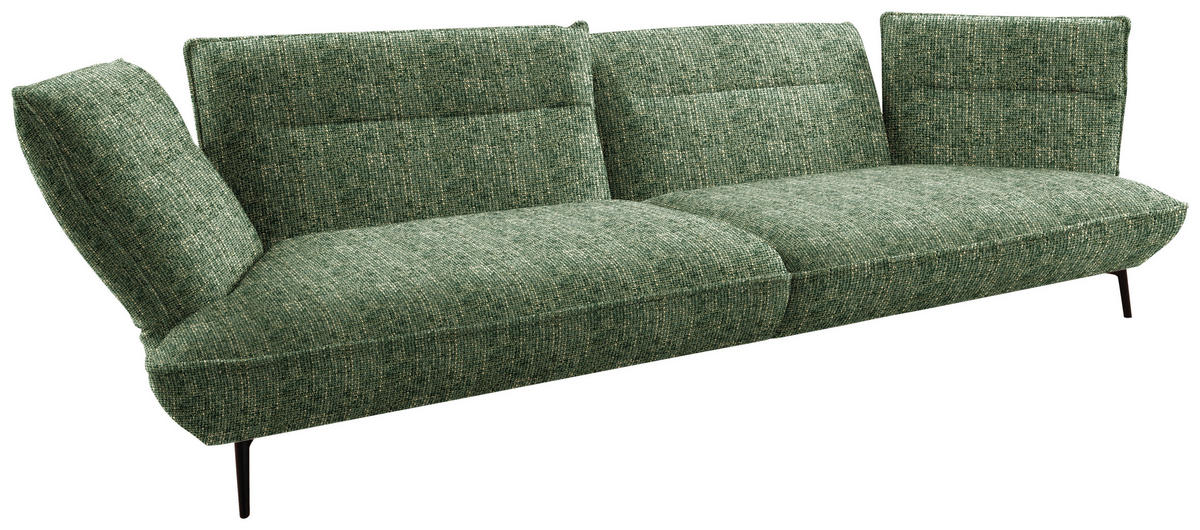 MEGASOFA in Flachgewebe Olivgrün  - Schwarz/Olivgrün, Design, Holzwerkstoff/Textil (339/92/99cm) - Moderano