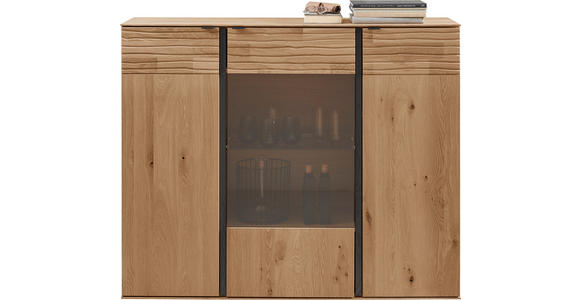 HIGHBOARD Eichefarben  139/114/39 cm  - Eichefarben/Anthrazit, Natur, Glas/Holz (139/114/39cm) - Valnatura