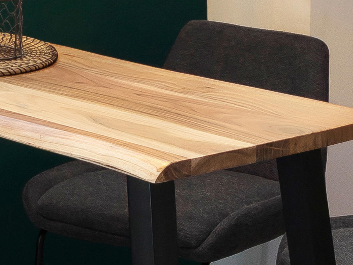 STEHTISCH Akazie massiv Naturfarben, Schwarz  - Schwarz/Naturfarben, MODERN, Holz/Metall (124/51/112cm) - MID.YOU