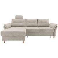 ECKSOFA Beige Chenille Bettkasten, Schlaffunktion, Sitztiefenverstellung, Kopfstütze, Liegefläche im Originalstoff  - Beige/Naturfarben, MODERN, Holz/Textil (176/250cm) - Livetastic