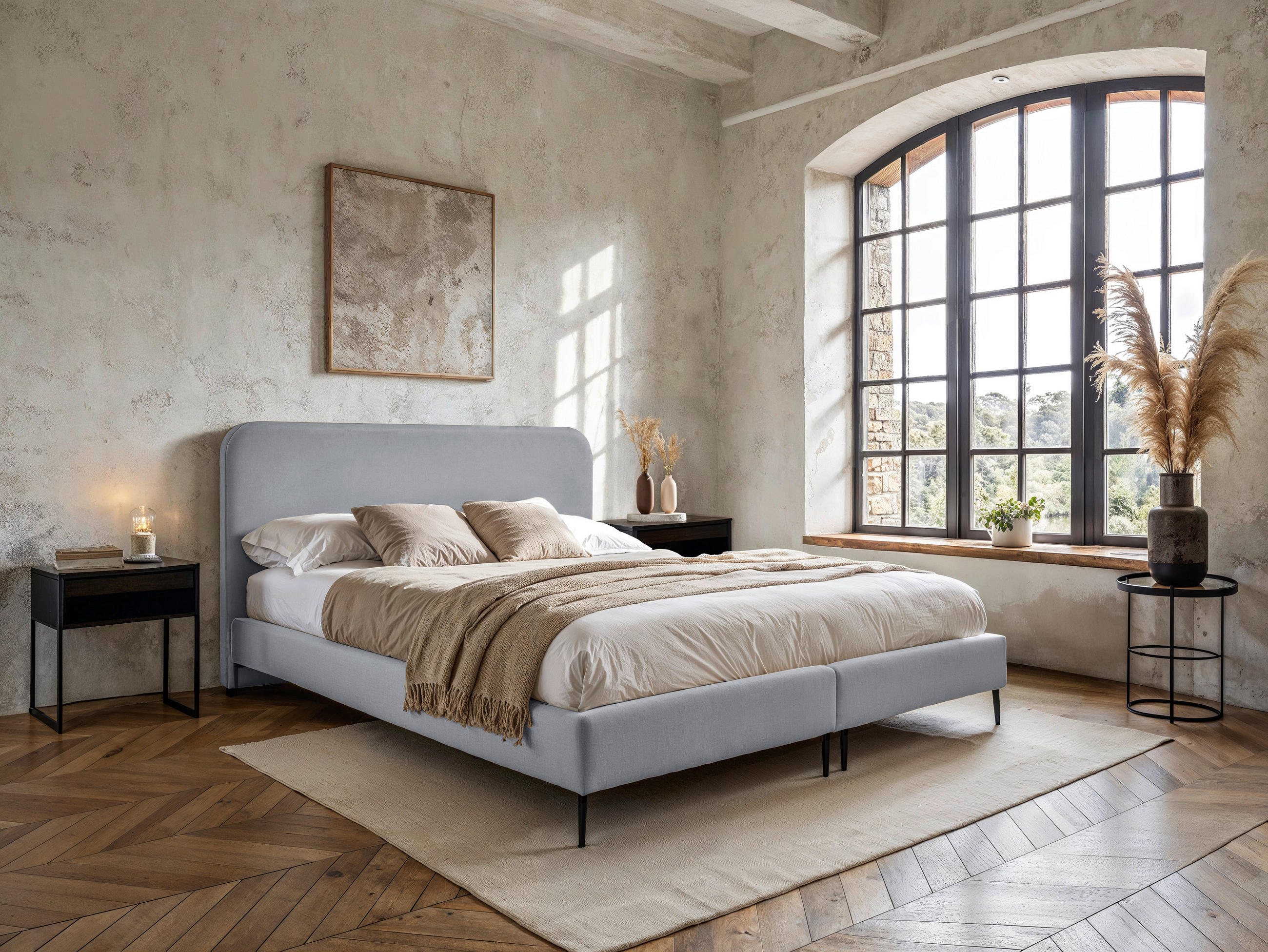 Mid.you Boxspringbett Essentials Hellgrau 140x200 cm
