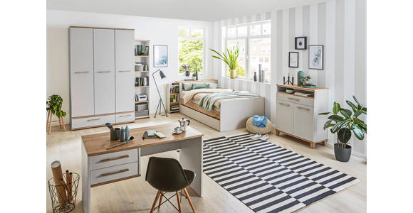 DREHTÜRENSCHRANK  in Eichefarben, Hellgrau  - Eichefarben/Hellgrau, KONVENTIONELL, Holz/Holzwerkstoff (138/203/61,5cm) - Venda