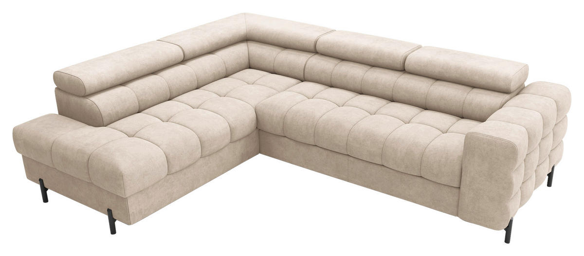 ECKSOFA FERUCCE in Chenille Beige  200/276 cm  - Beige/Schwarz, Design, Textil/Metall (200/276cm) - MID.YOU