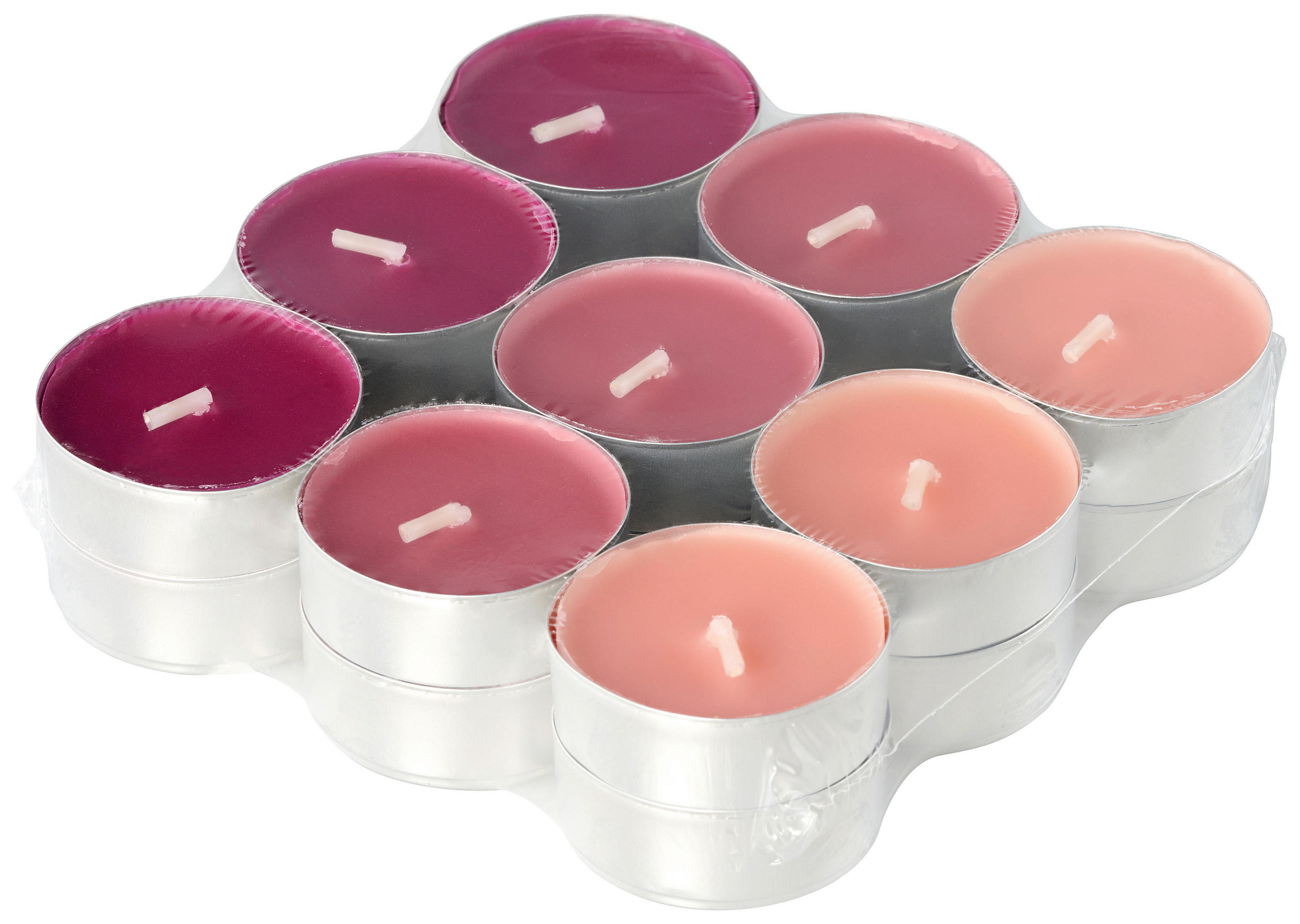 SADA ČAJOVÝCH SVÍČEK jasmín  - tmavě růžová/pink, Basics, kov/parafín (11,4/2,9cm) - Ambia Home
