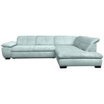 ECKSOFA Pastellblau Cord  - Pastellblau/Schwarz, Design, Textil/Metall (313/242cm) - Xora