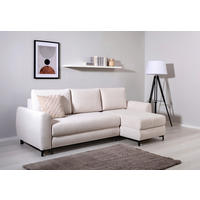 ECKSOFA in Mikrofaser Creme  - Creme/Schwarz, Design, Textil/Metall (236/148cm) - MID.YOU
