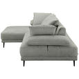 ECKSOFA in Mikrofaser Hellgrau  171/282 cm  - Hellgrau/Schwarz, Design, Textil/Metall (171/282cm) - Hom`in