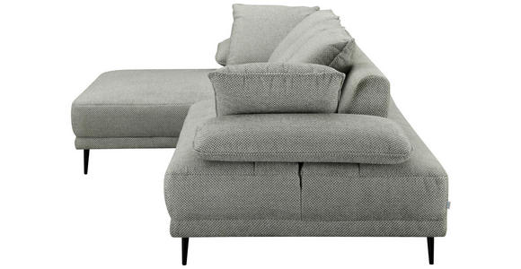ECKSOFA in Mikrofaser Hellgrau  171/282 cm  - Hellgrau/Schwarz, Design, Textil/Metall (171/282cm) - Hom`in
