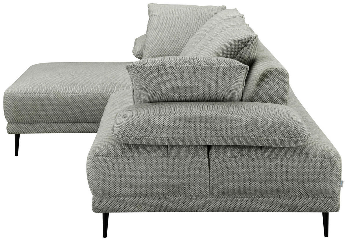 ECKSOFA Hellgrau Mikrofaser  - Hellgrau/Schwarz, Design, Textil/Metall (171/282cm) - Hom`in