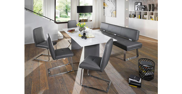 SCHWINGSTUHL in Metall, Leder Grau, Edelstahlfarben - Edelstahlfarben/Grau, Design, Leder/Metall (47/96/60cm) - Dieter Knoll