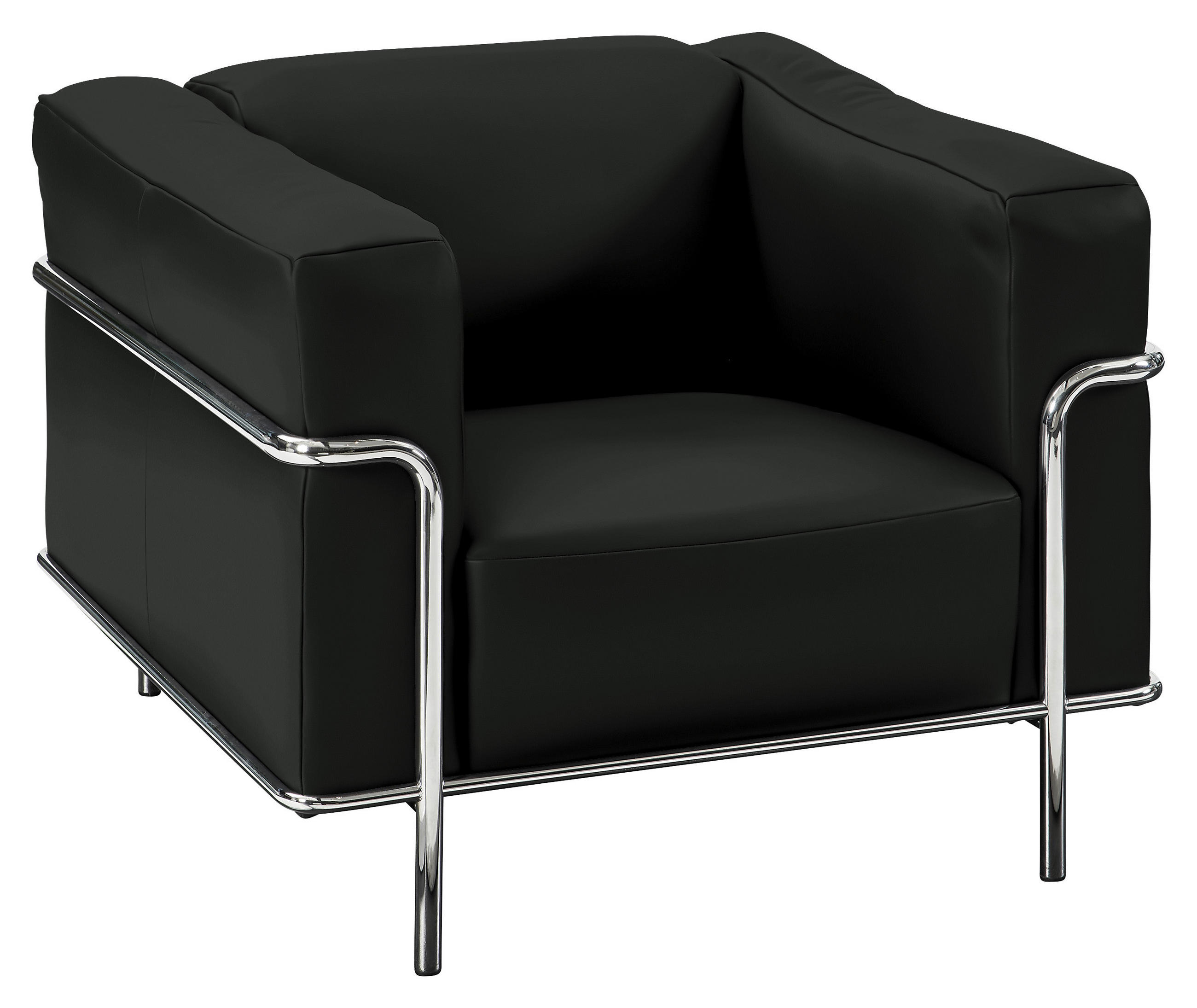 SESSEL in Echtleder Dunkelgrau, Fango - Chromfarben/Fango, Design, Leder/Metall (91/67/96cm) - Johann Jakob