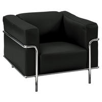 SESSEL in Echtleder Dunkelgrau, Fango  - Chromfarben/Fango, Design, Leder/Metall (91/67/96cm) - Johann Jakob