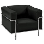 SESSEL in Echtleder Dunkelgrau, Fango  - Chromfarben/Fango, Design, Leder/Metall (91/67/96cm) - Johann Jakob
