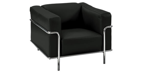 SESSEL in Echtleder Dunkelgrau, Fango - Chromfarben/Fango, Design, Leder/Metall (91/67/96cm) - Johann Jakob