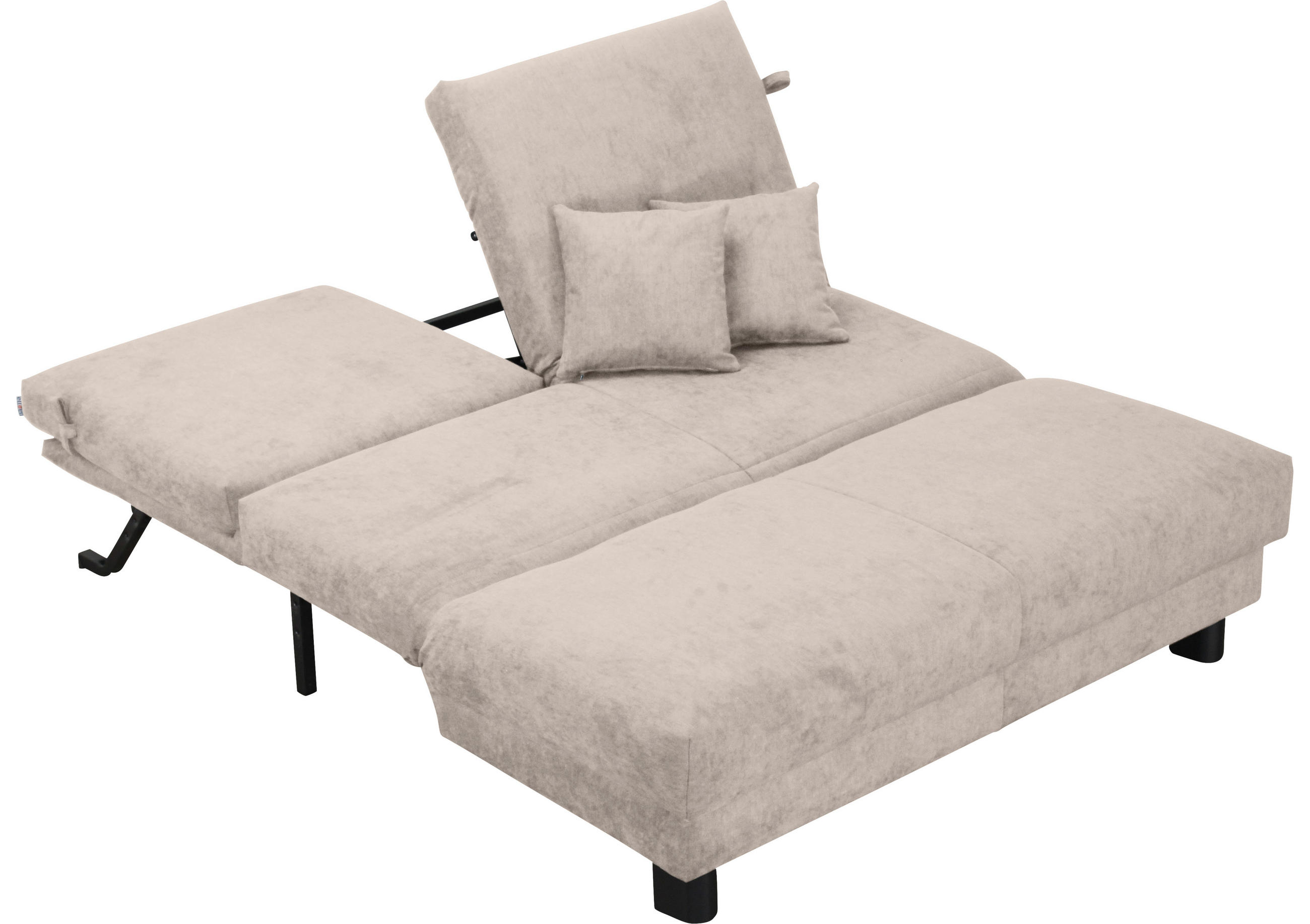 SCHLAFSOFA Chenille Greige  - Greige/Schwarz, Design, Textil/Metall (160/85/100cm) - Carryhome