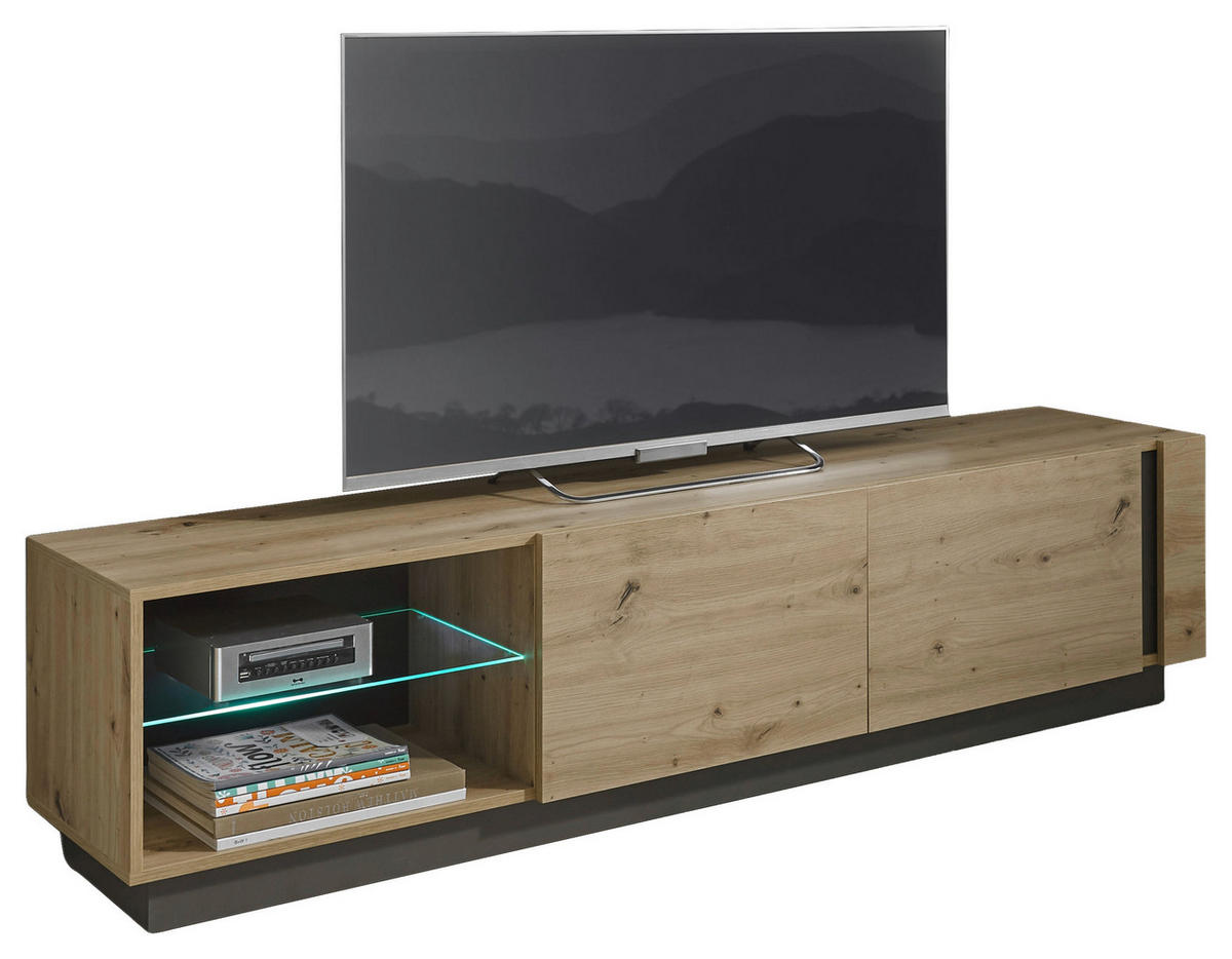 LOWBOARD  in 188/46/40 cm  - Eiche Artisan/Grau, Design, Glas/Holzwerkstoff (188/46/40cm) - MID.YOU