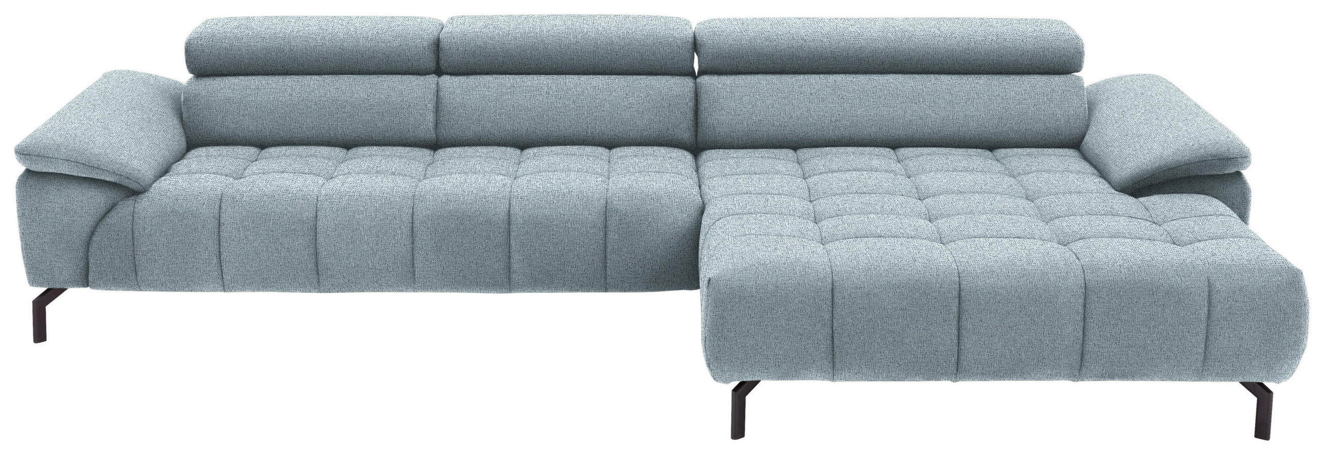 CANAPÉ D'ANGLE in Webstoff Türkis  - Türkis/Schwarz, Design, Textil/Metall (329/190cm) - Beldomo Style