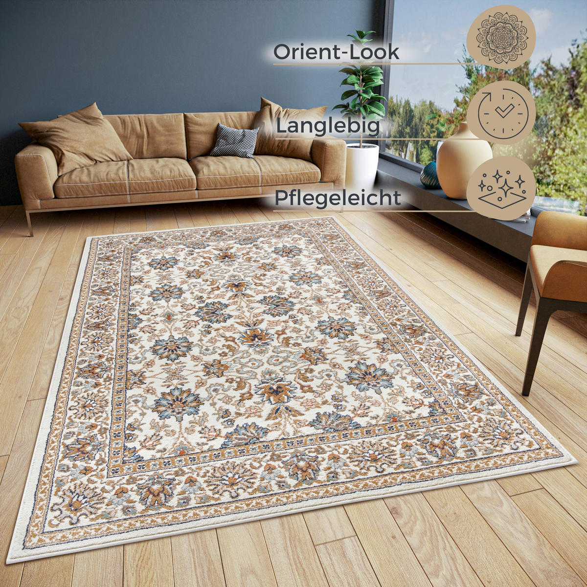 ORIENTTEPPICH 57/90 cm Luxor Creme  - Creme, Design, Kunststoff/Textil (57/90cm)