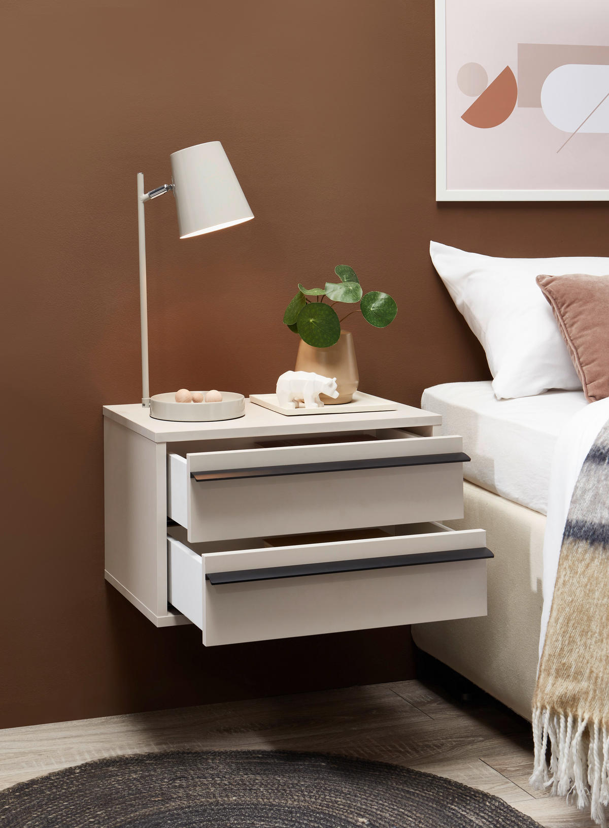 NACHTSCHRANK 50/31/34 cm  - Kaschmir/Schwarz, KONVENTIONELL, Holzwerkstoff/Metall (50/31/34cm) - Chameo