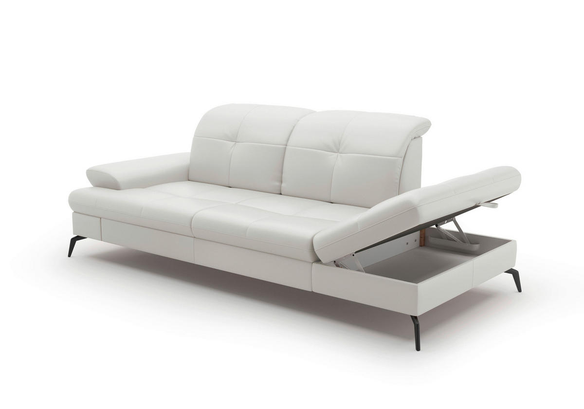 RÉCAMIERE in Echtleder Weiss  - Weiss/Schwarz, Konventionell, Leder/Metall (231/90/122cm) - Sit & More