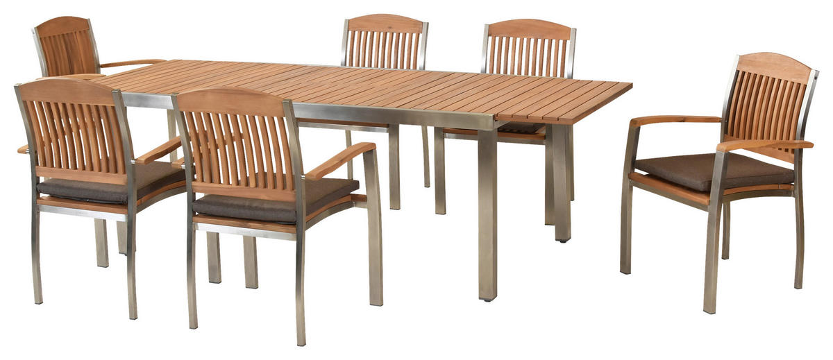 GARTENSET 13-teilig  - Silberfarben/Naturfarben, MODERN, Holz/Textil - Gardenson