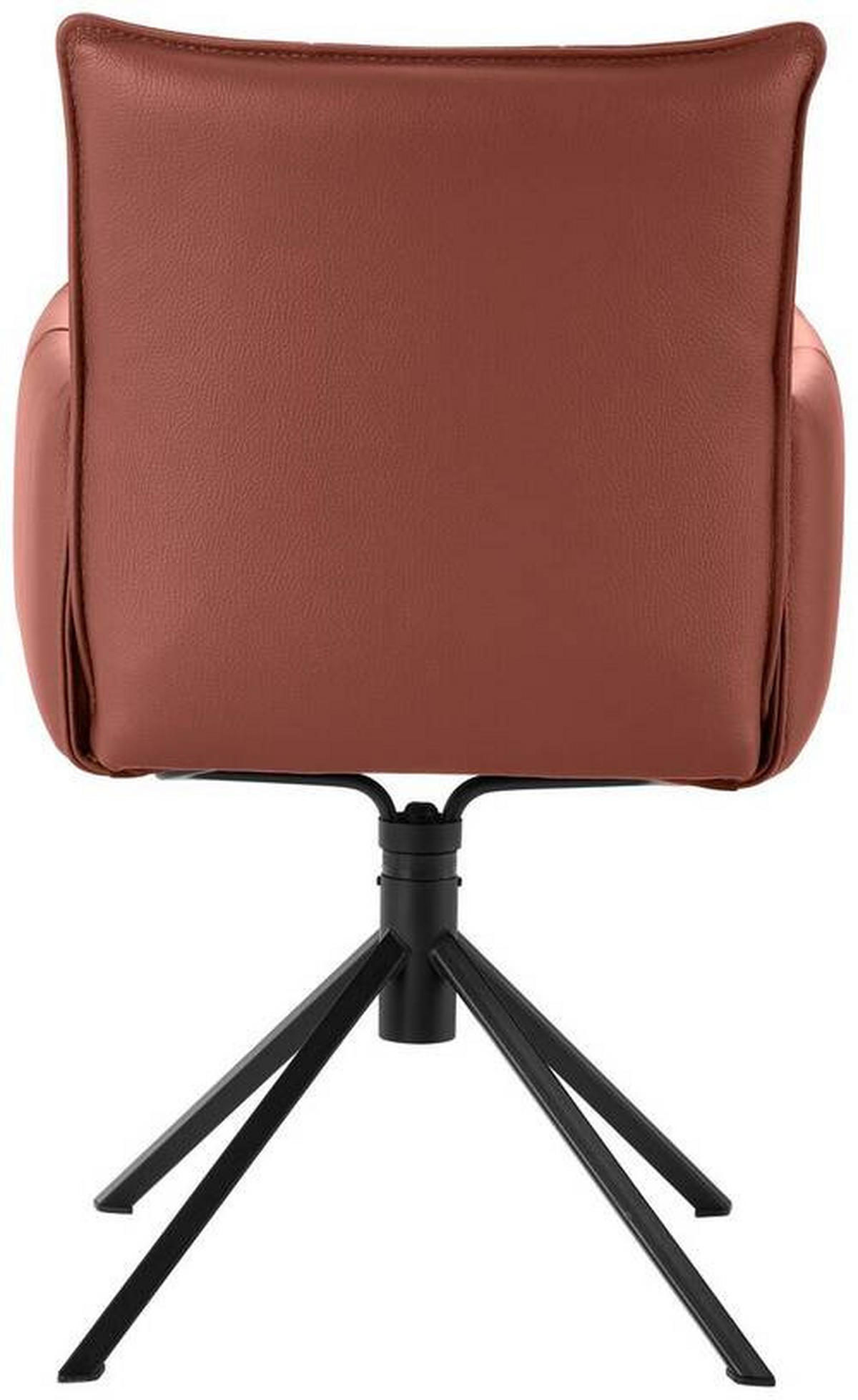 ARMLEHNSTUHL  in Echtleder pigmentiert  - Terracotta/Schwarz, Design, Leder/Metall (55/85/65cm) - Valnatura