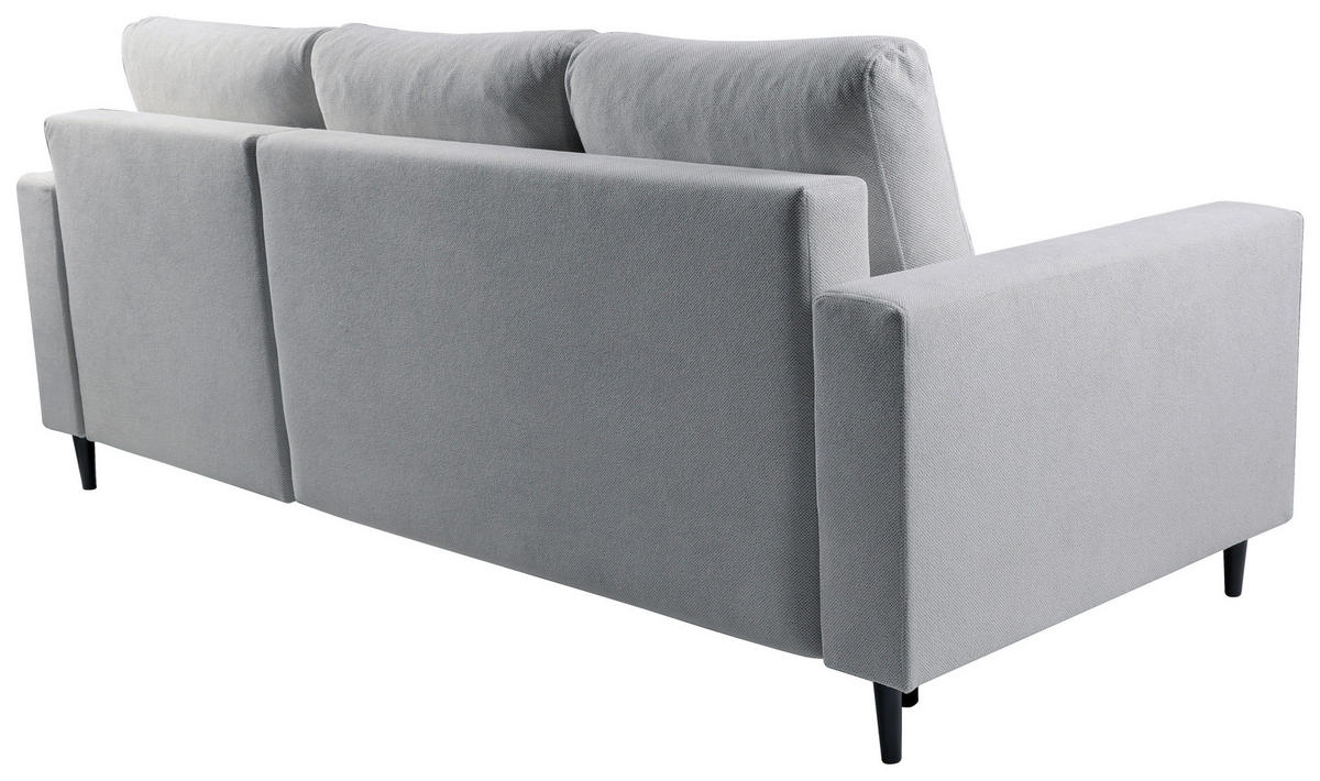ECKSOFA in Struktur Hellgrau  - Hellgrau/Schwarz, Modern, Holz/Kunststoff (230/145cm) - MID.YOU