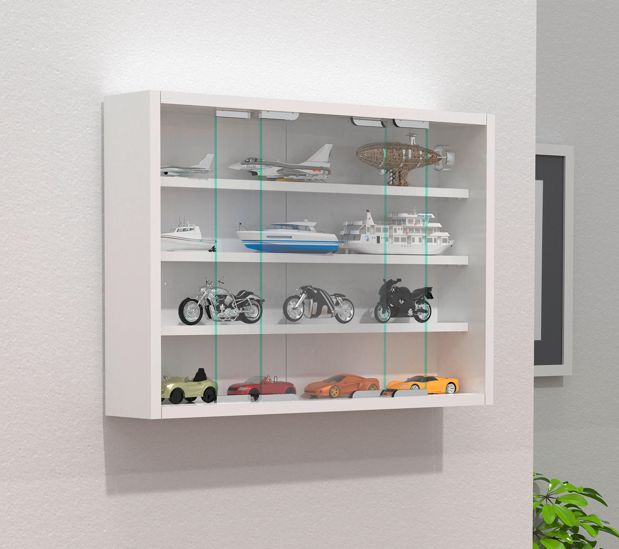 HÄNGEVITRINE in Weiß  - Silberfarben/Weiß, MODERN, Glas/Holzwerkstoff (57/40/10cm) - MID.YOU