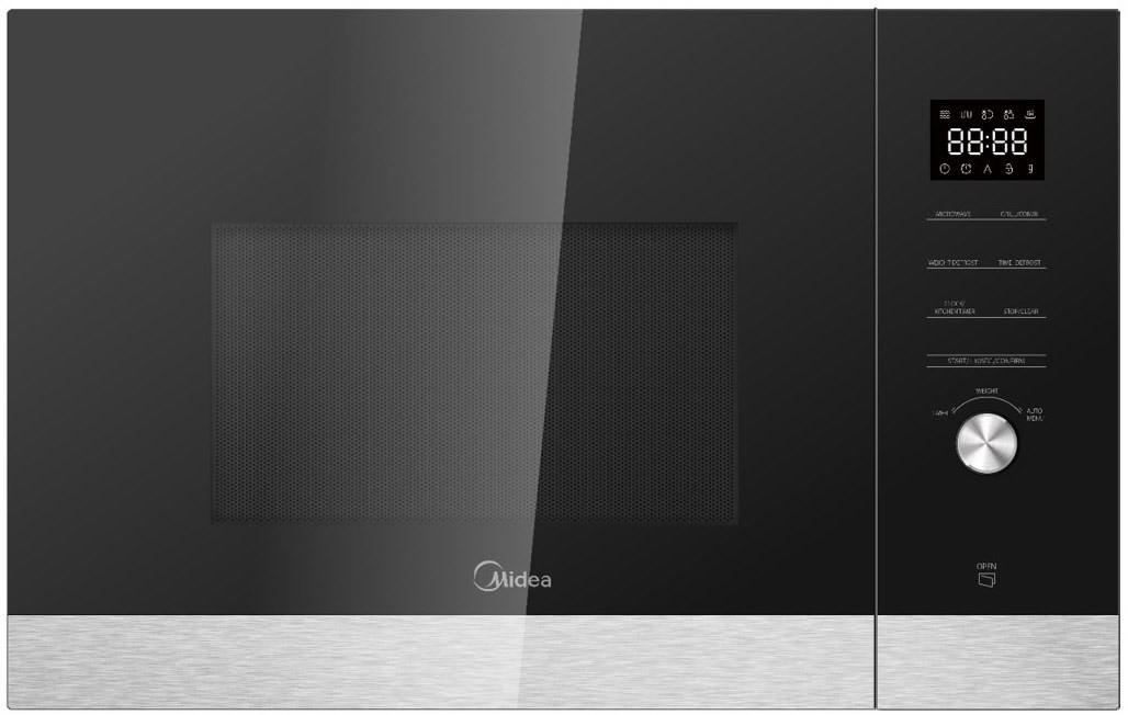 EINBAUMIKROWELLE MEK38KBL  - Edelstahlfarben/Schwarz, Basics, Glas/Metall (59,4/38,4/40,3cm) - Midea