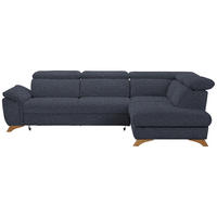 ECKSOFA in Bouclé Dunkelblau  - Eichefarben/Dunkelblau, Modern, Holz/Textil (287/212cm) - Valnatura