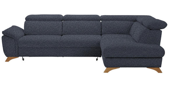 ECKSOFA in Bouclé Dunkelblau 287/212 cm - Eichefarben/Dunkelblau, MODERN, Holz/Textil (287/212cm) - Valnatura