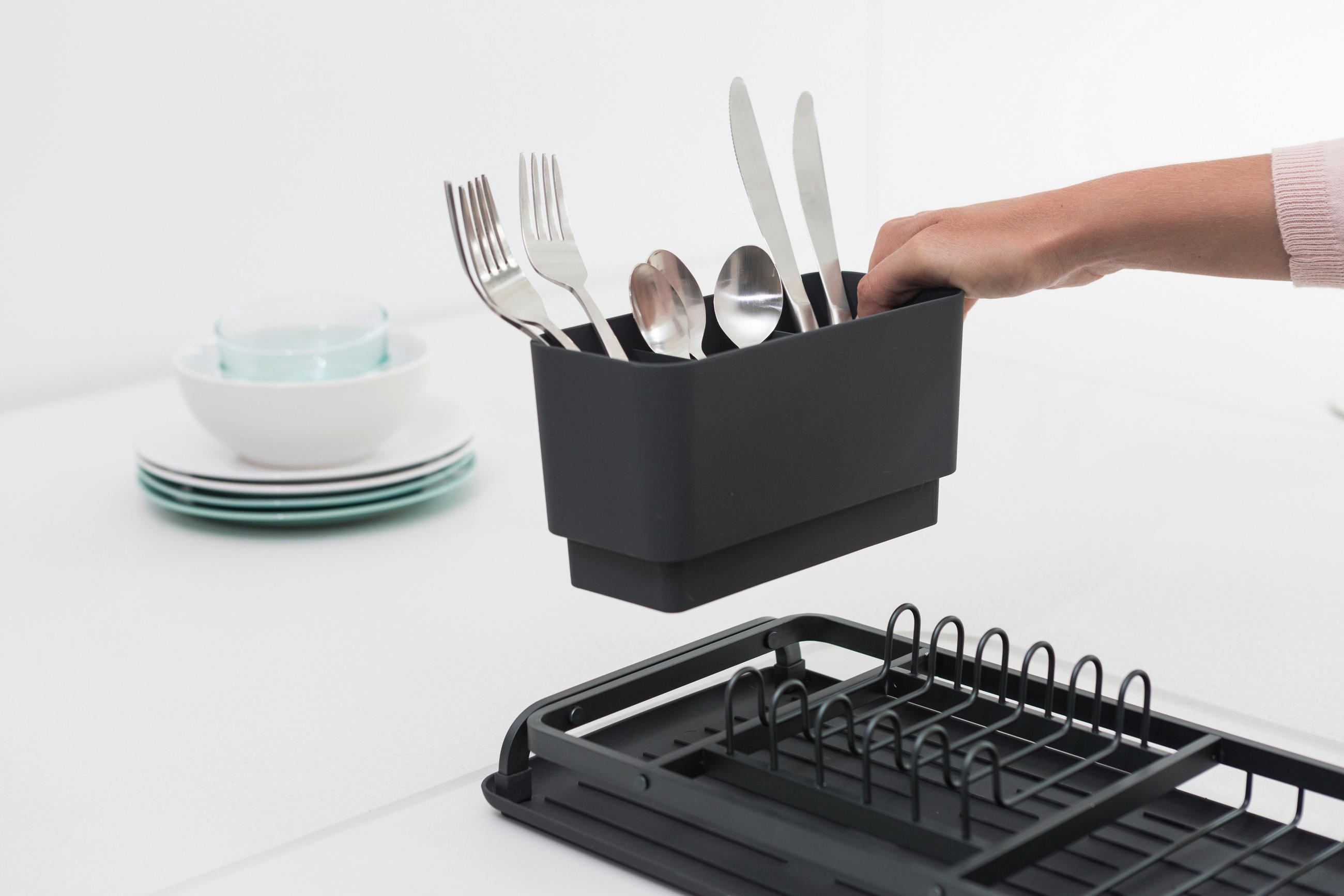 ODKAPÁVACÍ PODLOŽKA NA NÁDOBÍ - tmavě šedá, Design, kov/plast (20/12,6/46,3cm) - Brabantia