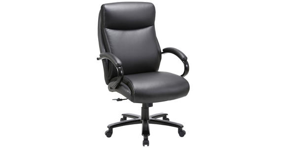 CHEFSESSEL in Lederlook Schwarz - Schwarz, KONVENTIONELL, Kunststoff/Textil (70/114-122cm) - Venda