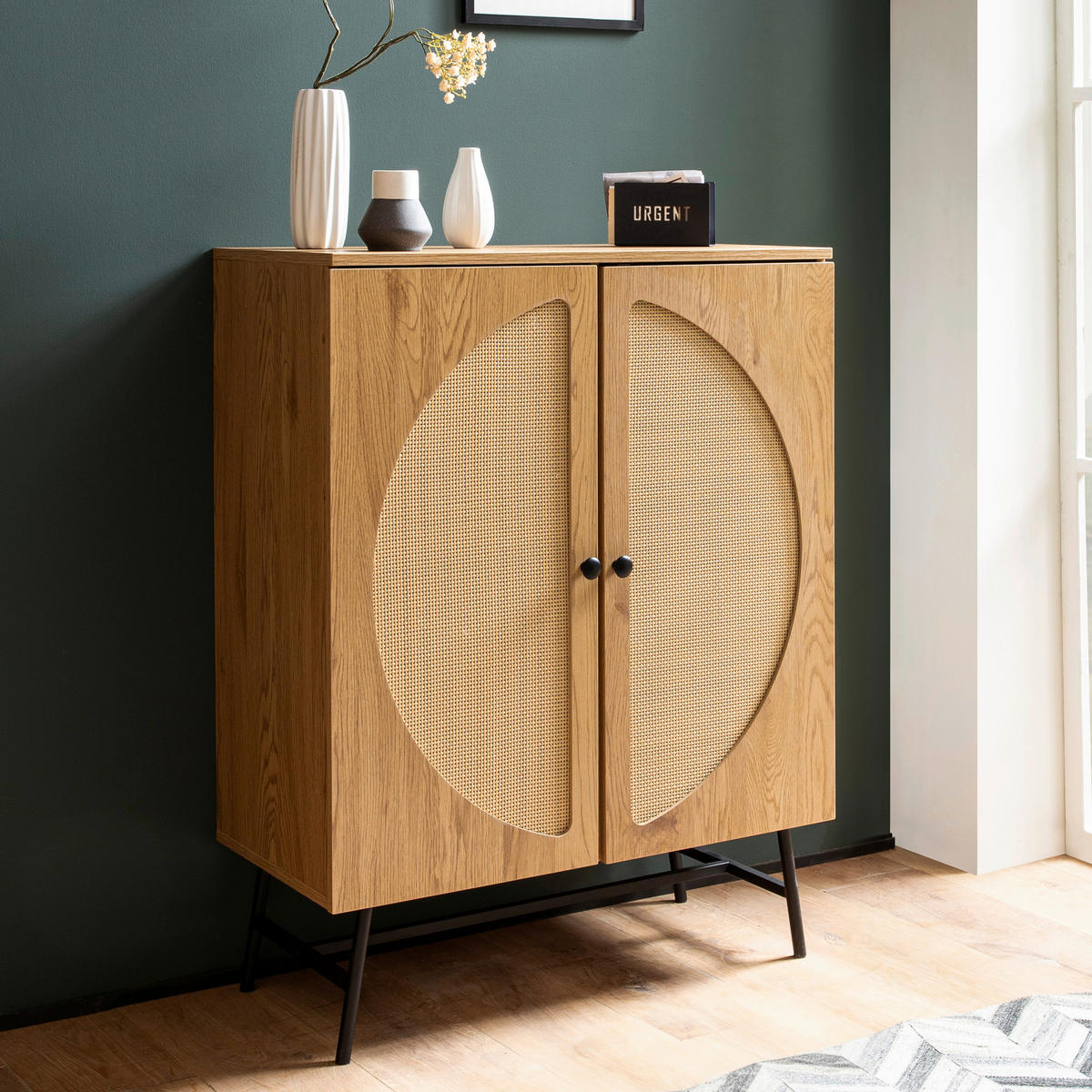 SIDEBOARD 80/103/39 cm  in Eichefarben  - Eichefarben/Schwarz, Design, Holzwerkstoff/Metall (80/103/39cm) - MID.YOU