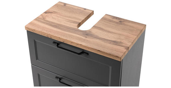 WASCHBECKENUNTERSCHRANK 60/55/35 cm - Eiche Wotan/Schwarz, ROMANTIK / LANDHAUS, Holzwerkstoff/Kunststoff (60/55/35cm) - Xora