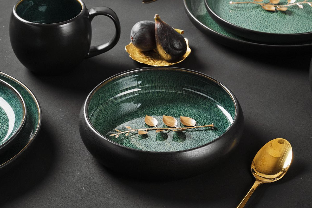 KOMPLETT SERVIS Faro Grün 16 delar  - grön, Design, keramik - Novel