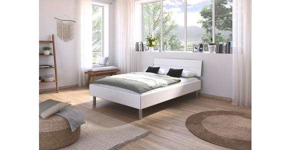 BETT 140/200 cm  in Weiß  - Alufarben/Weiß, Design, Holzwerkstoff/Metall (140/200cm) - Carryhome