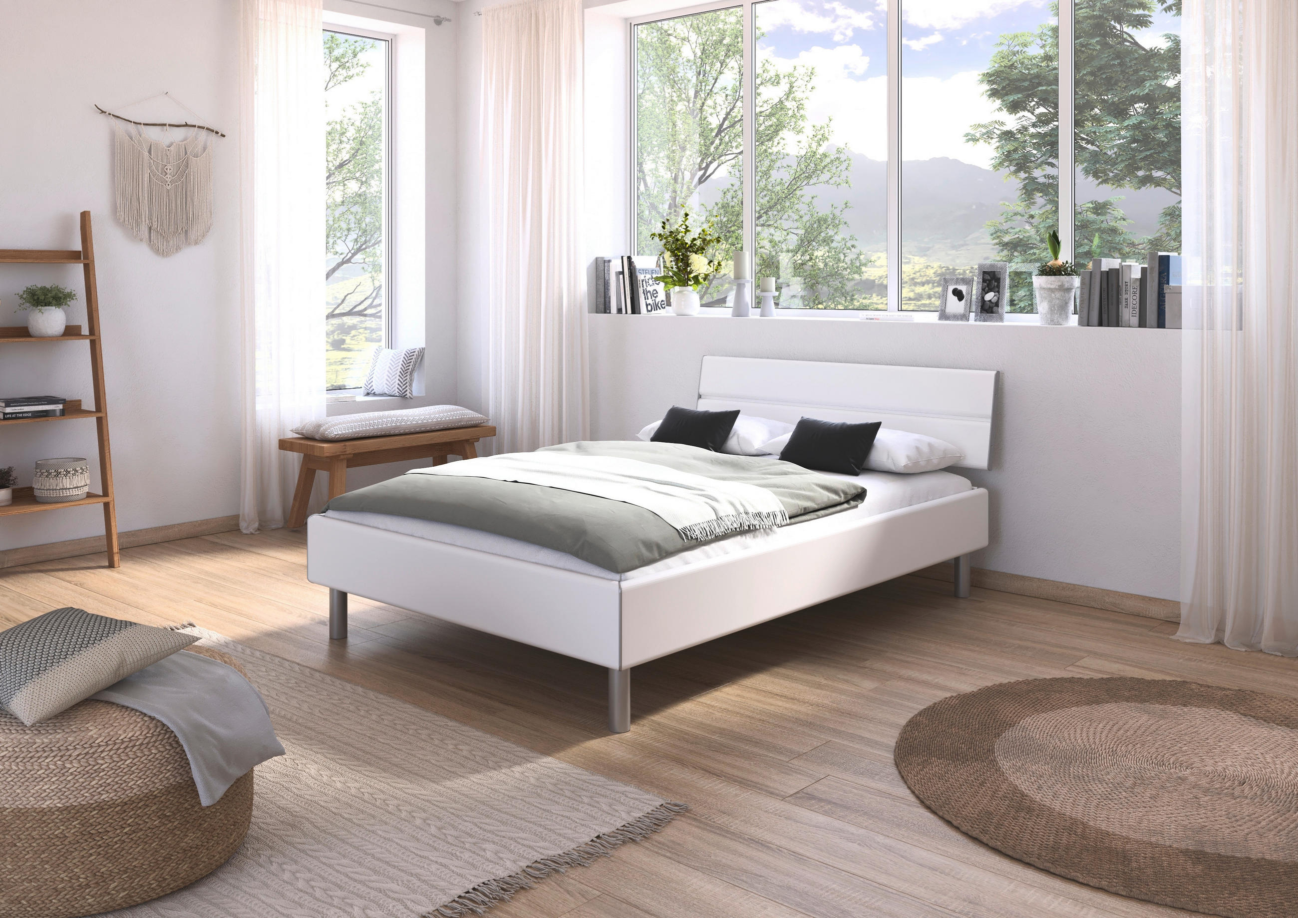 BETT 140/200 cm  in Weiß  - Alufarben/Weiß, Design, Metall (140/200cm) - Carryhome