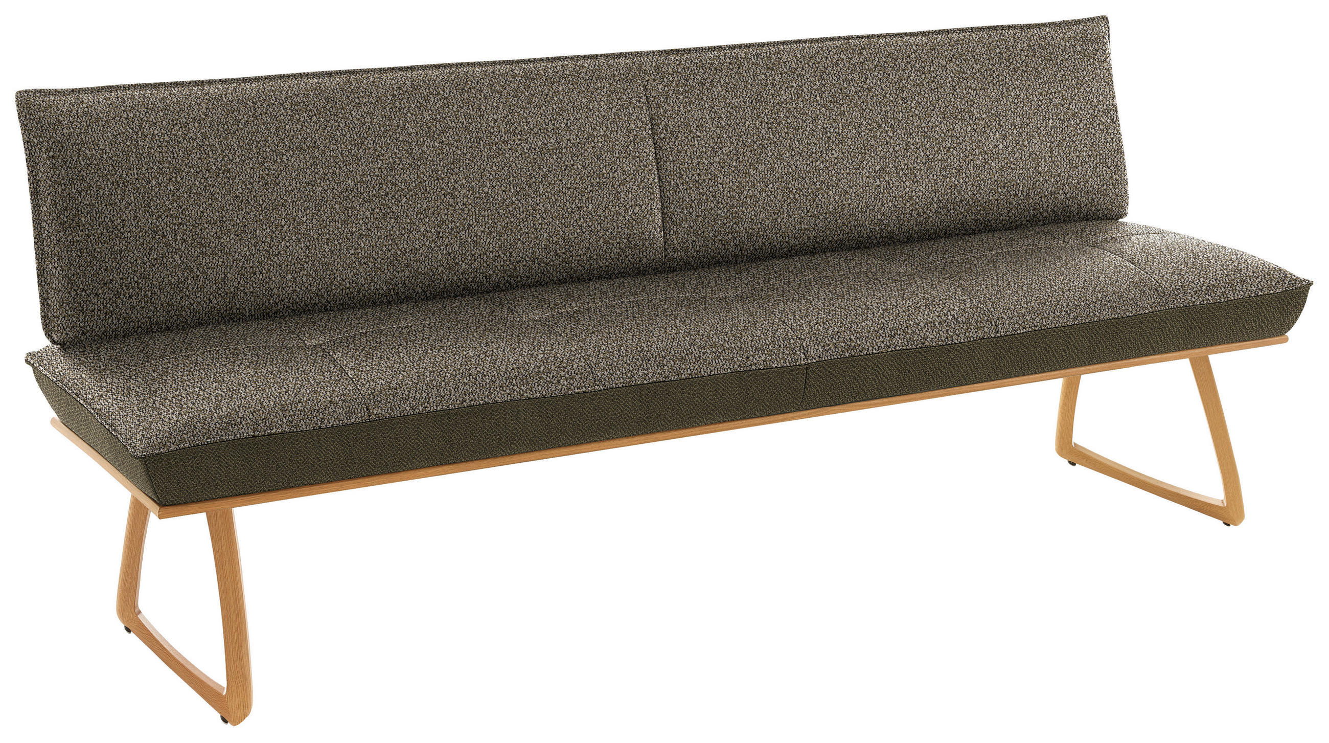 SITZBANK 214/88/66 cm  in Olivgrün, Wildeiche  - Wildeiche/Eichefarben, Design, Holz/Textil (214/88/66cm) - Koinor
