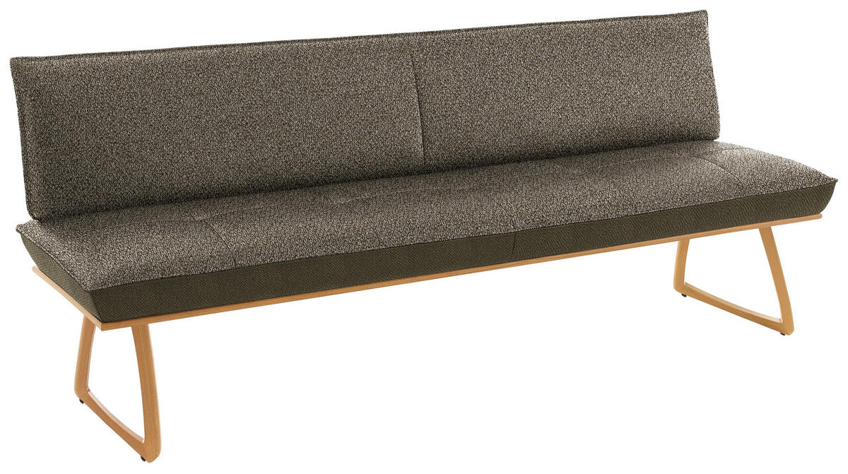 SITZBANK in Holz, Textil Olivgrün, Wildeiche  - Wildeiche/Eichefarben, Design, Holz/Textil (214/88/66cm) - Koinor