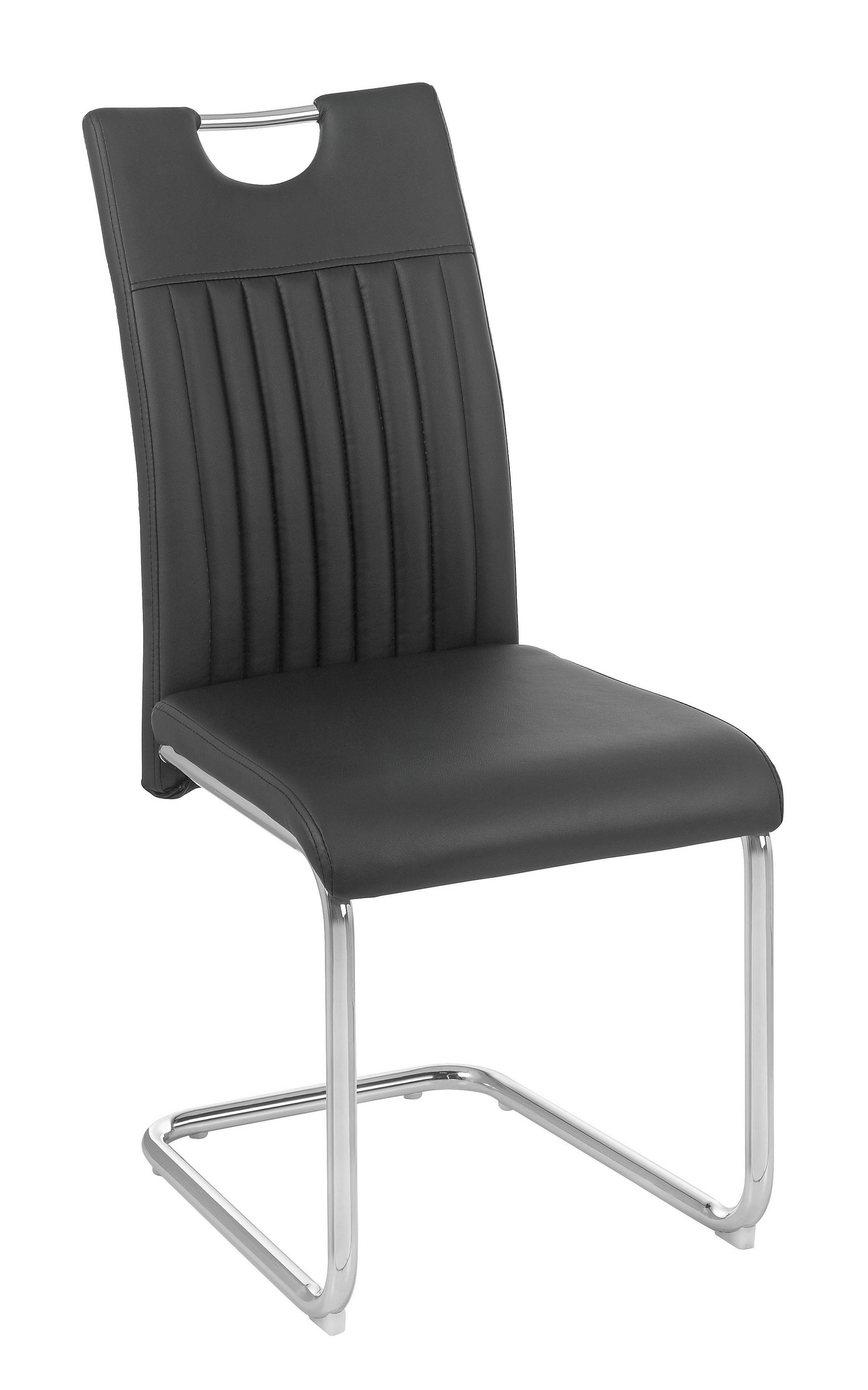 Scaun Cantilever din metal, textil, negru, culoare crom