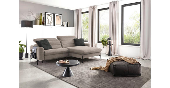 ECKSOFA in Flachgewebe Hellbraun  - Hellbraun/Schwarz, Design, Textil/Metall (252/191cm) - Dieter Knoll