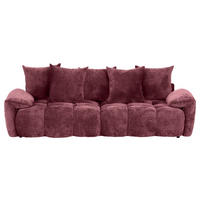 BIGSOFA Chenille Dunkelrot  - Schwarz/Dunkelrot, Design, Kunststoff/Textil (265/67/130cm) - home24