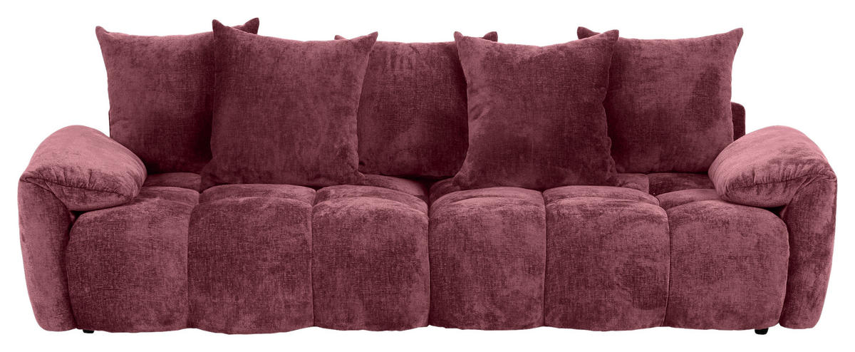 BIGSOFA Chenille Dunkelrot  - Schwarz/Dunkelrot, Design, Kunststoff/Textil (265/67/130cm) - home24