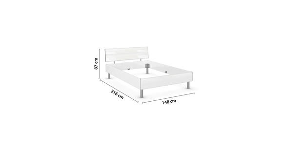 BETT 140/200 cm  in Weiß Hochglanz  - Weiß Hochglanz/Alufarben, Design, Holzwerkstoff/Metall (140/200cm) - Carryhome