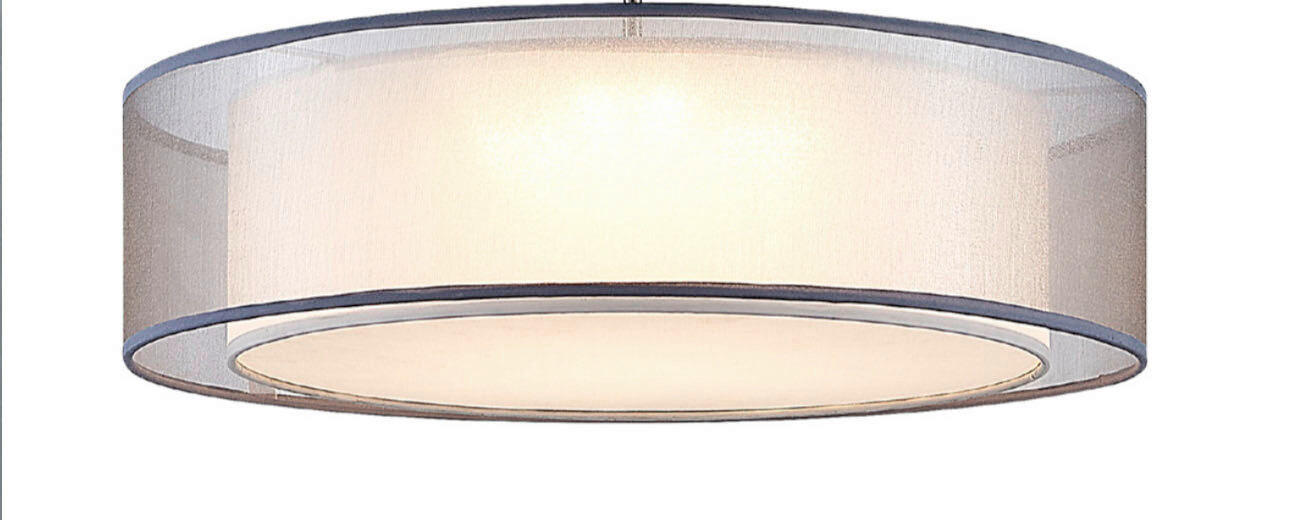 LED-TAKLAMPA CHLOE 50/15,5 cm  - grå/nickelfärgad, Design, metall/textil (50/15,5cm) - Globo